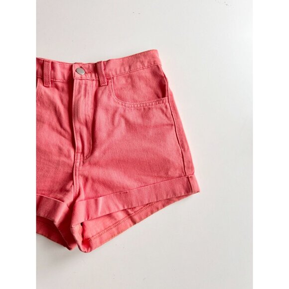 AMERICAN APPAREL JEANS Watermelon Coral High Rise Cut Off Shorts, Size 27 - Picture 3 of 10